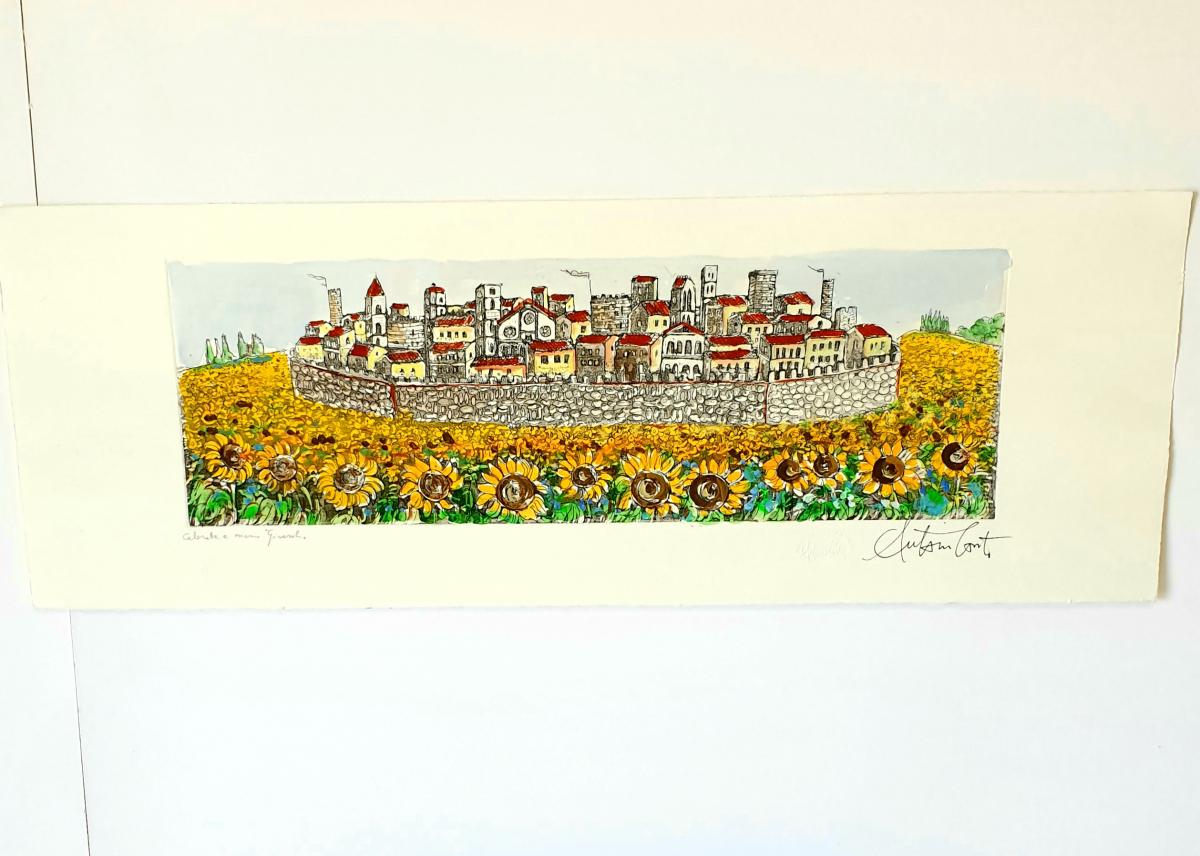 Litografia LIT 0107 Girasoli. 49.5x16.5 A.Conte