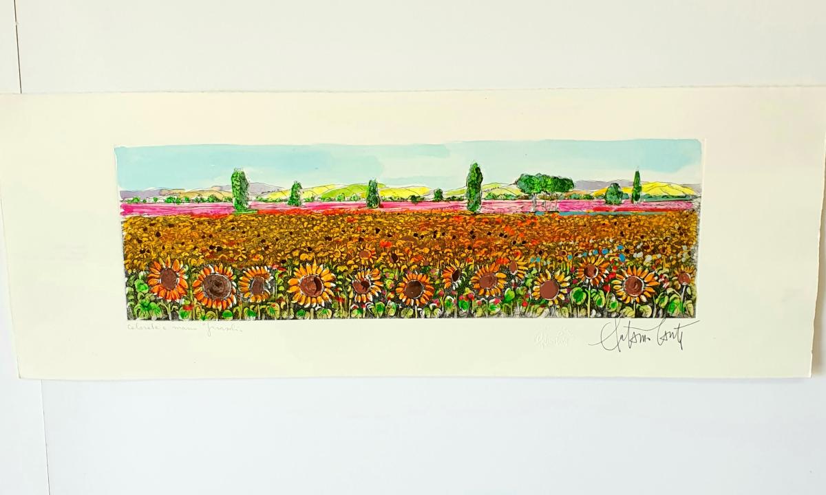 Litografia LIT 0111 Girasoli. 49.5x15.5 A.Conte